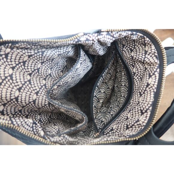 Moda Luxe Suede Leather Backpack with Gold Hardware Chic Modern Profile - Picture 9 of 10